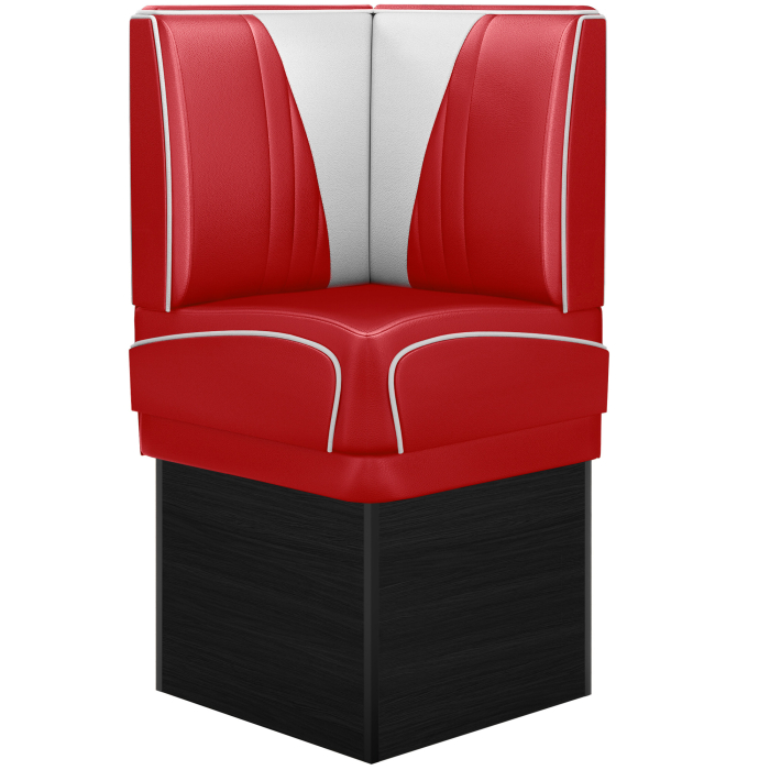 DINER VEGAS 2 | Diner Eckbank | B:H 64 x 133 cm | V-Steppung | Rot | Leder