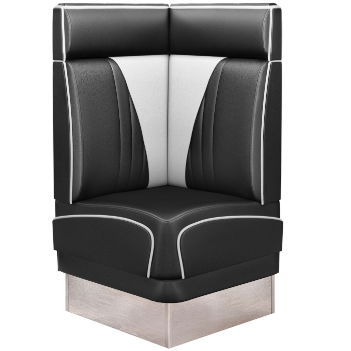 DINER VEGAS 3 | Diner Eckbank | B:H 64 x 123 cm | V-Steppung | Schwarz | Leder