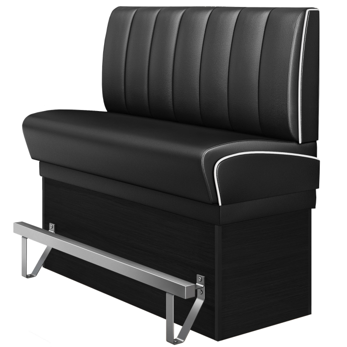 DINER 2 | Hög diner soffa | B:H 140 x 133 cm | Randig | Svart | Läder