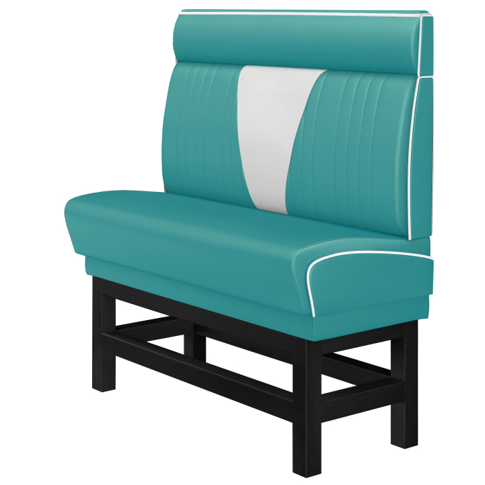 DINER VEGAS 1 | Høy restaurantsofa i diner stil | B: H 200 x 153 cm | V quilting | Turkis | lær