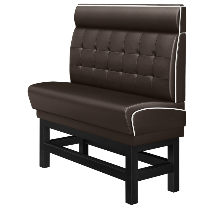 DINER 1 | Høj diner sofabænk | B:H 100 x 153 cm | Chesterfield NO-knap | Brun | Læder