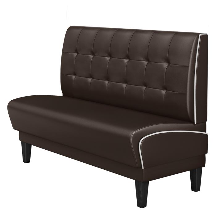 DINER 1 | Restaurantsofa i diner stil | B: H 140 x 123 cm | Chesterfield NO-knapp | brun | lær