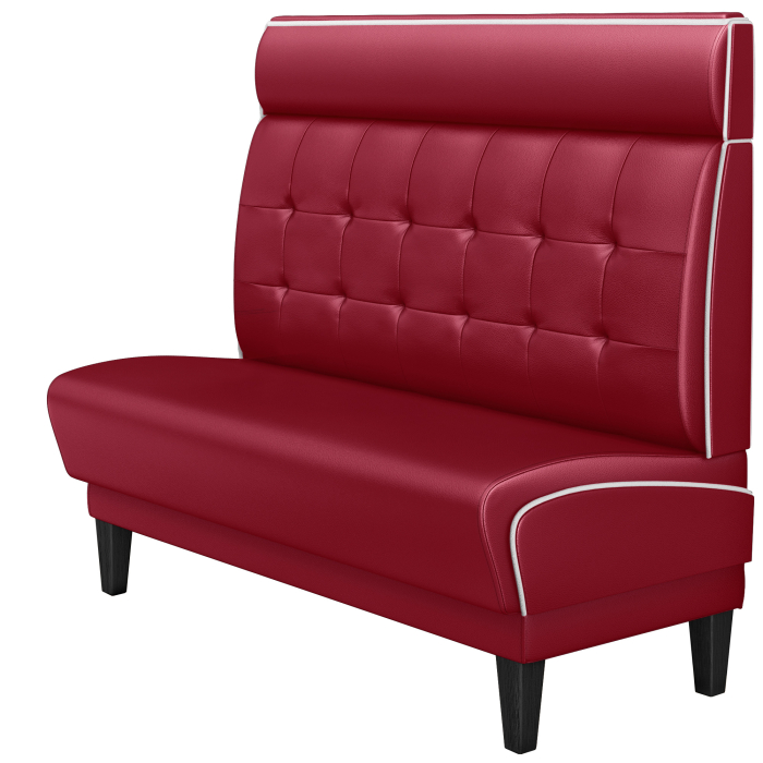 DINER 1 | American Diner Bench | W:H 200 x 123 cm | Chesterfield NO Button | Red | Leather