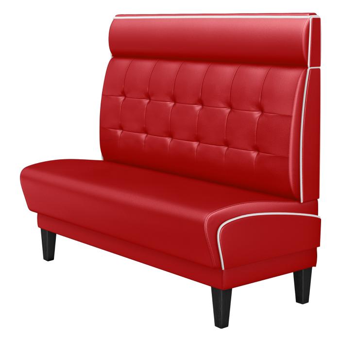 DINER 1 | Restaurantsofa i diner stil | B: H 140 x 123 cm | Chesterfield NO-knapp | rød | lær