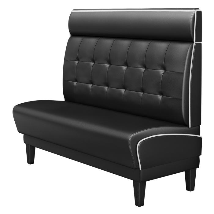 DINER 1 | Restaurantsofa i diner stil | B: H 140 x 123 cm | Chesterfield NO-knapp | Svart | lær