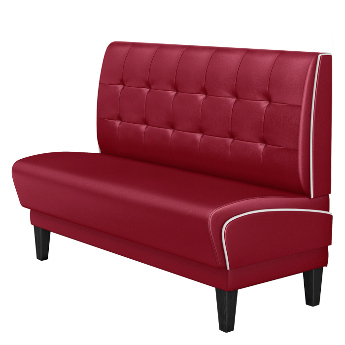 DINER 1 | American Diner Bench | W:H 200 x 123 cm | Chesterfield NO Button | Red | Leather