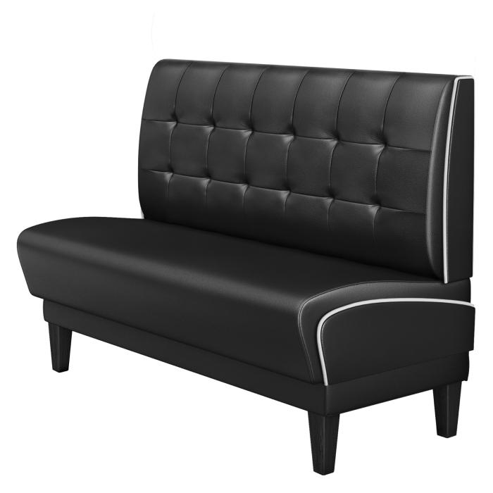 DINER 1 | Restaurantsofa i diner stil | B: H 100 x 103 cm | Chesterfield NO-knapp | Svart | lær