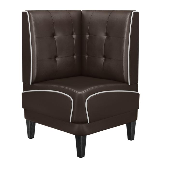 DINER 1 | Diner hörnsoffa | B:H 64 x 103 cm | Chesterfield NO-knapp | Brun | Läder