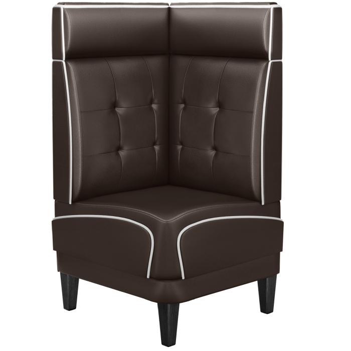 DINER 1 | Diner hörnsoffa | B:H 64 x 123 cm | Chesterfield NO-knapp | Brun | Läder