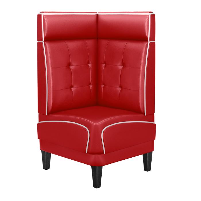 DINER 1 | Diner hörnsoffa | B:H 64 x 123 cm | Chesterfield NO-knapp | Röd | Läder