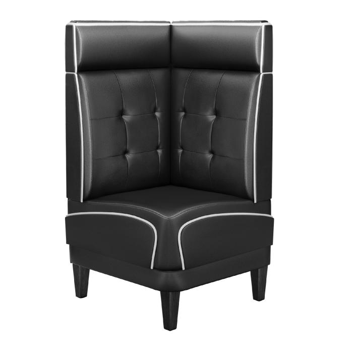 DINER 1 | Diner hörnsoffa | B:H 64 x 123 cm | Chesterfield NO-knapp | Svart | Läder