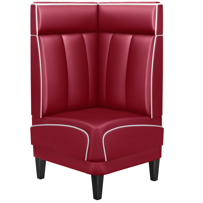 DINER 1 | Panca angolare Diner Americano | L:H 64 x 123 cm | A righe | Rosso | Pelle