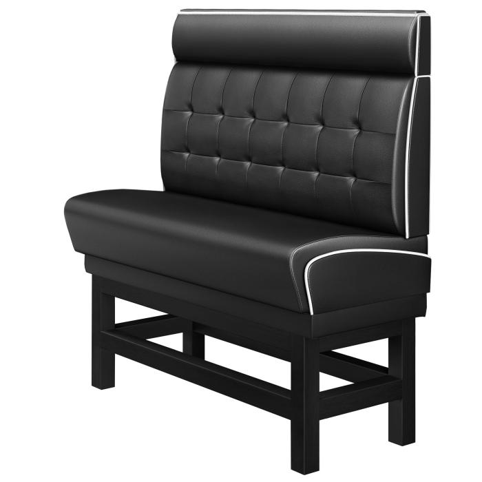 DINER 1 | Høj restaurantsofabænk | B:H 120 x 153 cm | Chesterfield NO-knap | Sort | Læder