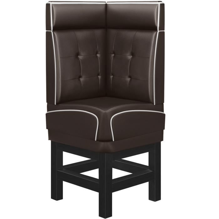 DINER 1 | Diner hörnsoffa | B:H 64 x 153 cm | Chesterfield NO-knapp | Brun | Läder