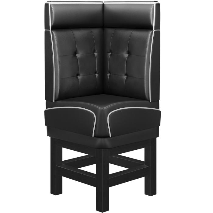 DINER 1 | Diner hörnsoffa | B:H 64 x 153 cm | Chesterfield NO-knapp | Svart | Läder