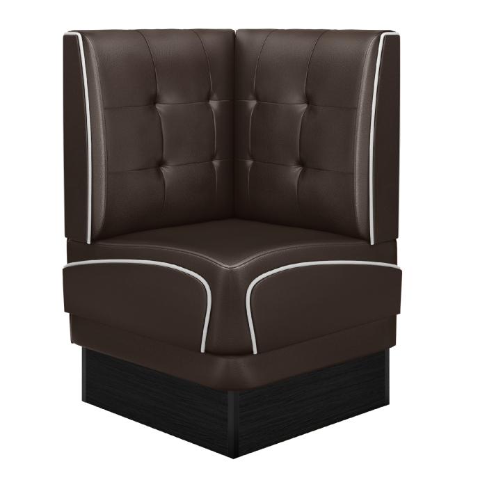 DINER 2 | Diner hörnsoffa | B:H 64 x 103 cm | Chesterfield NO-knapp | Brun | Läder