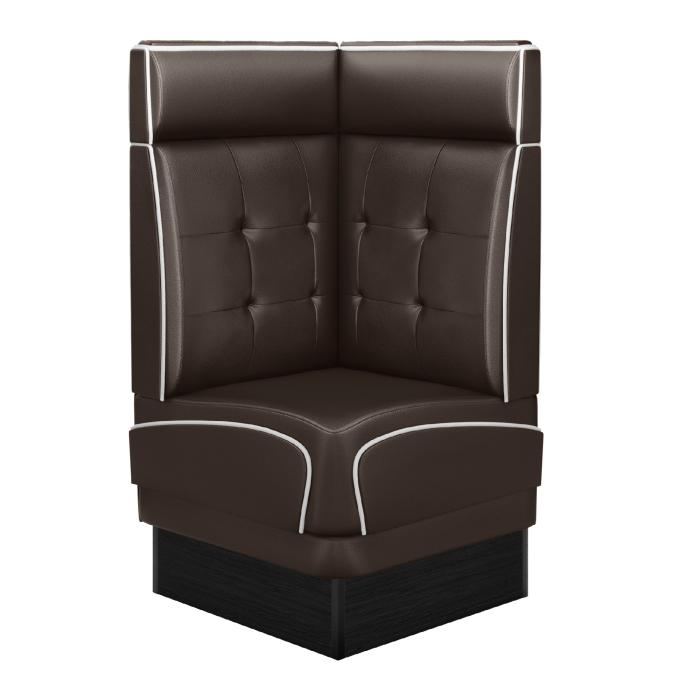 DINER 2 | Diner hörnsoffa | B:H 64 x 123 cm | Chesterfield NO-knapp | Brun | Läder