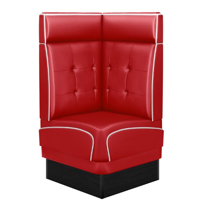 DINER 2 | Diner hörnsoffa | B:H 64 x 123 cm | Chesterfield NO-knapp | Röd | Läder