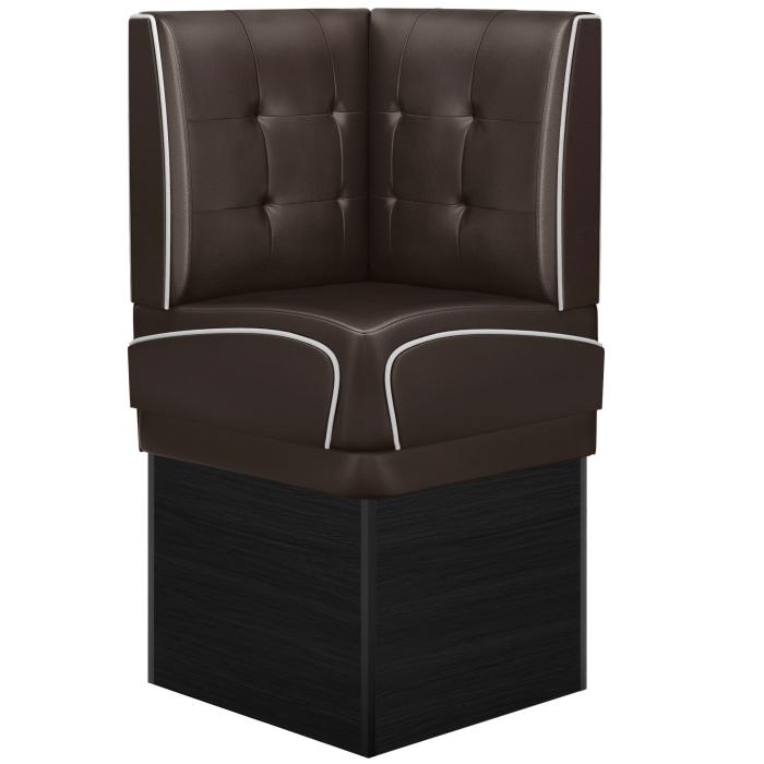 DINER 2 | Diner hörnsoffa | B:H 64 x 153 cm | Chesterfield NO-knapp | Brun | Läder