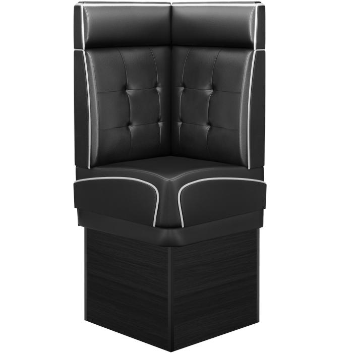 DINER 2 | Diner hörnsoffa | B:H 64 x 153 cm | Chesterfield NO-knapp | Svart | Läder