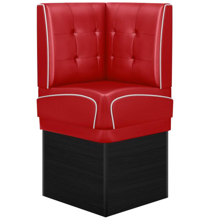 DINER 2 | Diner Corner Booth | W:H 64 x 133 cm | Chesterfield NO Button | Red | Leather