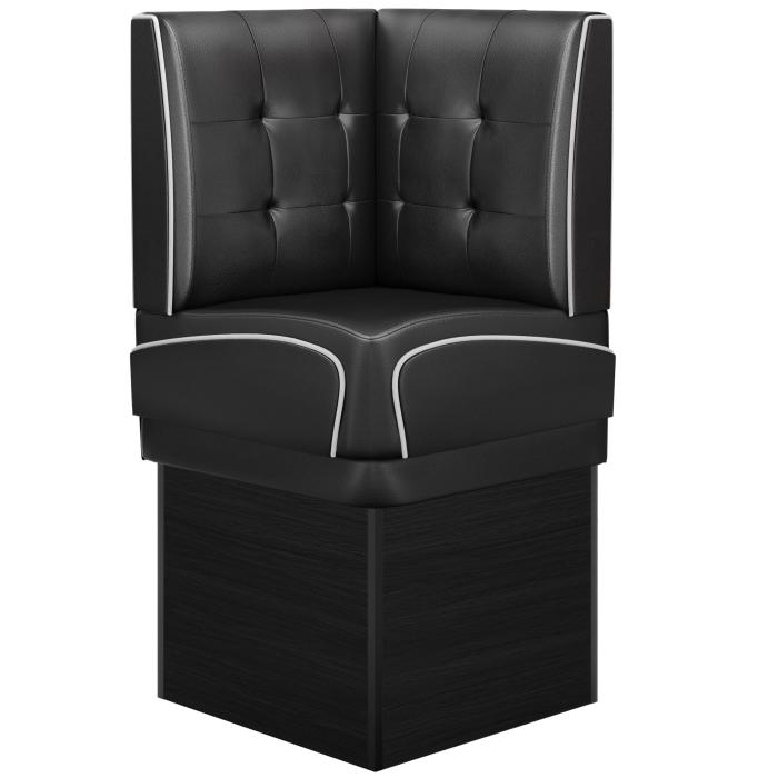 DINER 2 | Diner hörnsoffa | B:H 64 x 133 cm | Chesterfield NO-knapp | Svart | Läder