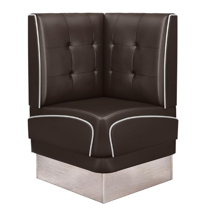 DINER 3 | Diner hörnsoffa | B:H 64 x 103 cm | Chesterfield NO-knapp | Brun | Läder