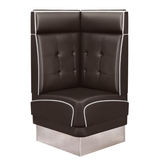 DINER 3 | Diner hörnsoffa | B:H 64 x 123 cm | Chesterfield NO-knapp | Brun | Läder