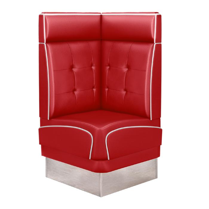 DINER 3 | Diner hörnsoffa | B:H 64 x 123 cm | Chesterfield NO-knapp | Röd | Läder