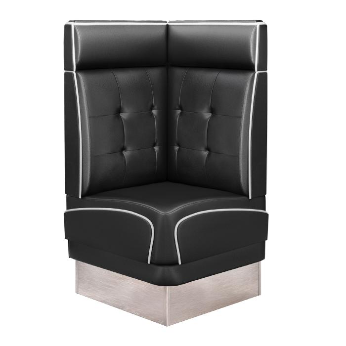 DINER 3 | Diner hörnsoffa | B:H 64 x 123 cm | Chesterfield NO-knapp | Svart | Läder