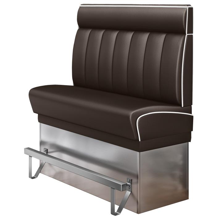DINER 3 | Hög diner soffa | B:H 140 x 153 cm | Randig | Brun | Läder