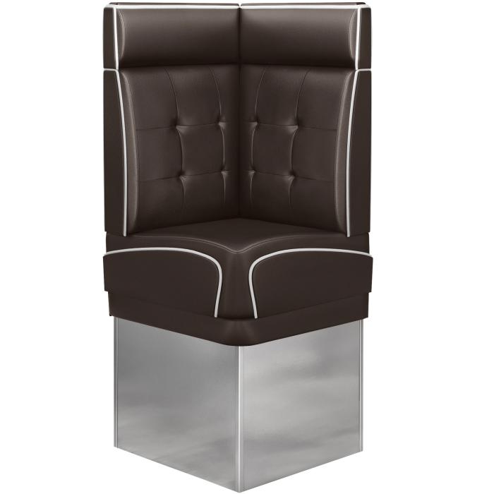 DINER 3 | Diner hörnsoffa | B:H 64 x 153 cm | Chesterfield NO-knapp | Brun | Läder