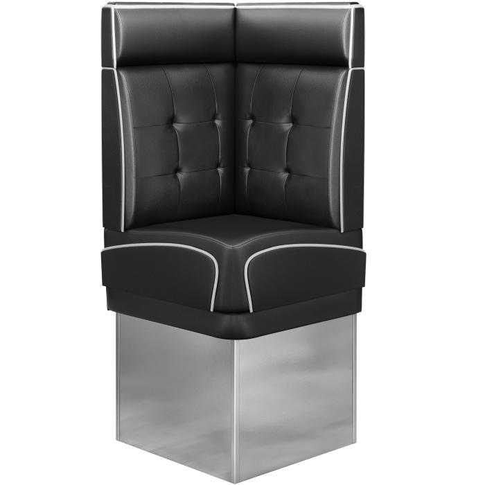 DINER 3 | Diner hörnsoffa | B:H 64 x 153 cm | Chesterfield NO-knapp | Svart | Läder