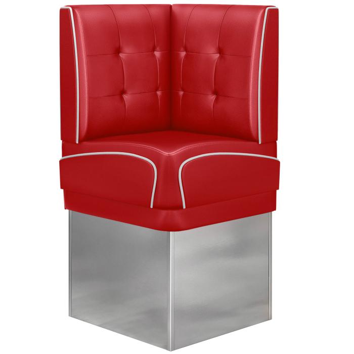 DINER 3 | Diner hörnsoffa | B:H 64 x 133 cm | Chesterfield NO-knapp | Röd | Läder
