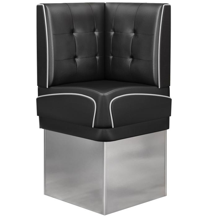 DINER 3 | Diner hörnsoffa | B:H 64 x 153 cm | Chesterfield NO-knapp | Svart | Läder