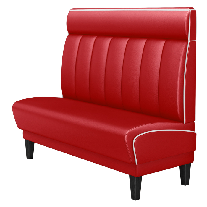 DINER 1 | American diner bås | B:H 140 x 123 cm | Randig | Röd | Läder