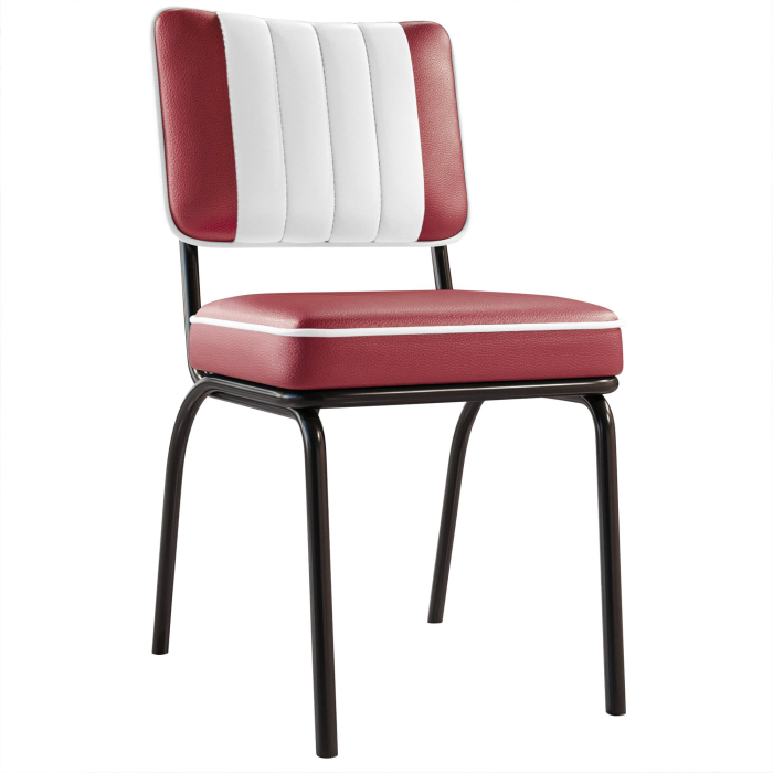 DINER STEEL BLACK | Sedia diner | Rosso | Pelle