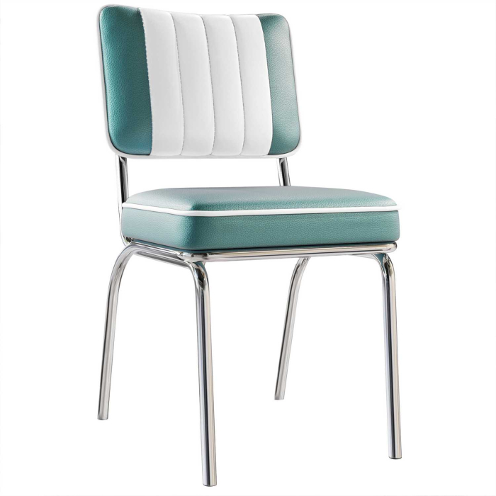 DINER STEEL CHROME | Dinerstol | Turkis | lær