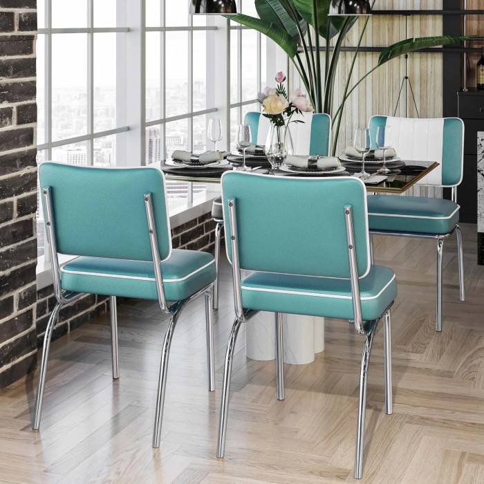 DINER STEEL CHROME | Dinerstol | Turkis | lær