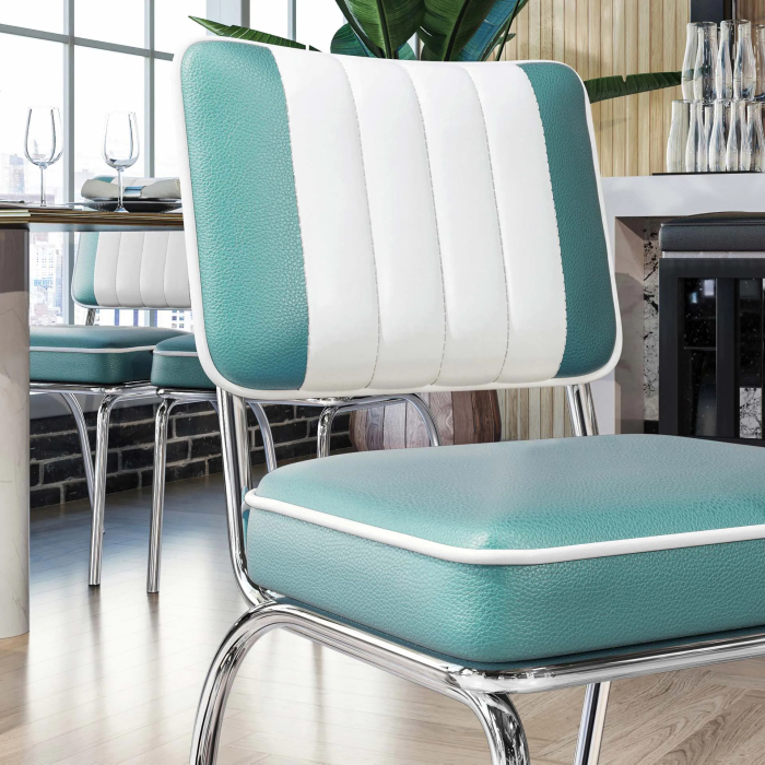 DINER STEEL CHROME | Dinerstol | Turkis | lær