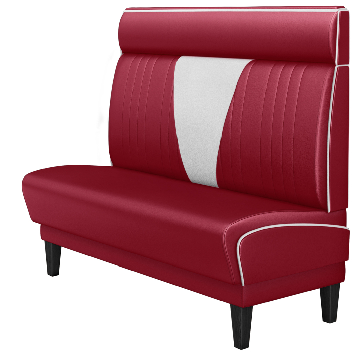 DINER VEGAS 1 | Banquette de dîner américain | L:H 100 x 123 cm | Patchwork en V | Rouge | Cuir