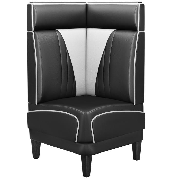 DINER VEGAS 1 | Diner Eckbank | B:H 64 x 123 cm | V-Steppung | Schwarz | Leder