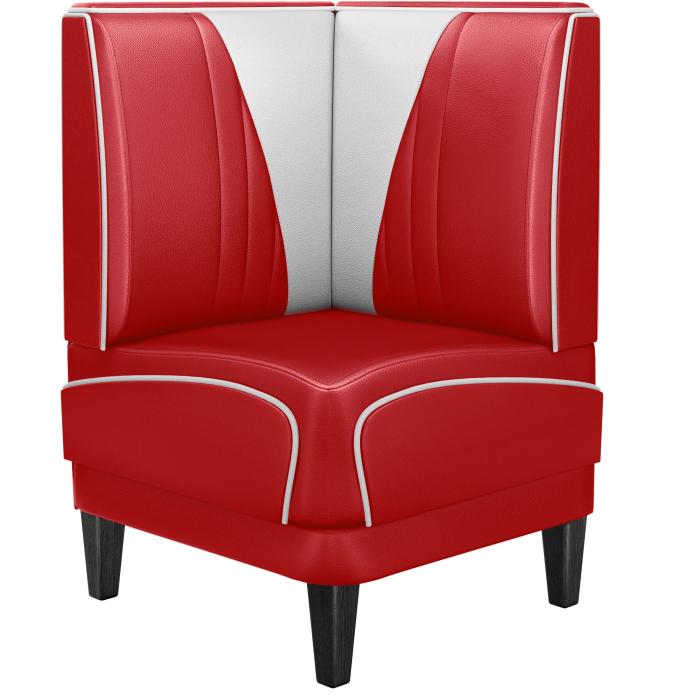 DINER VEGAS 1 | Diner hörnsoffa | B:H 64 x 103 cm | V-quilting | Röd | Läder