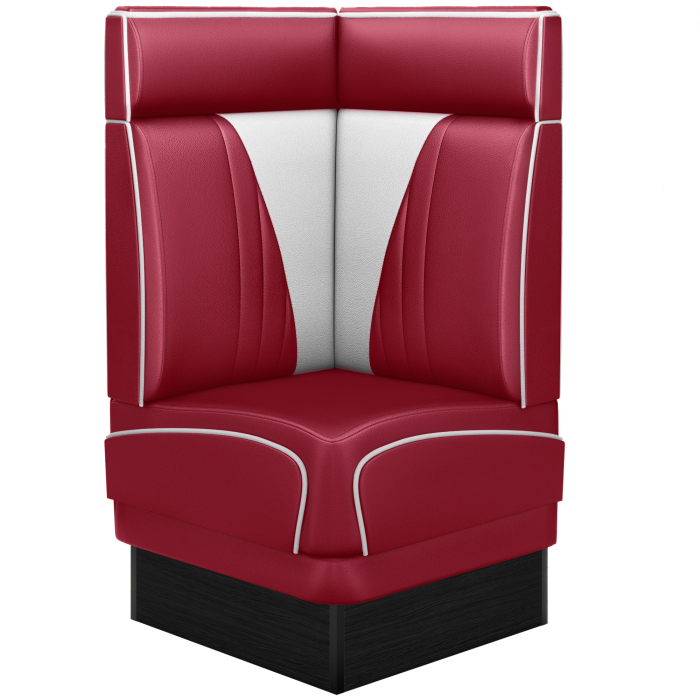 DINER VEGAS 2 | Diner Hoekbank | B:H 64 x 103 cm | V-quilten | Rood | Leer