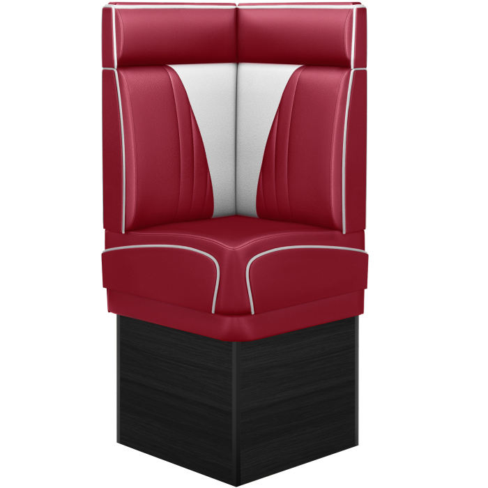 DINER VEGAS 2 | Banquette d'angle de dîner américain | L:H 64 x 153 cm | Patchwork en V | Rouge | Cuir