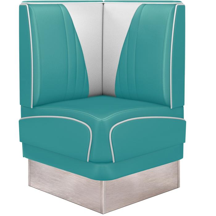 DINER VEGAS 3 | Restaurantsofa med hjørne | B: H 64 x 103 cm | V quilting | Turkis | lær