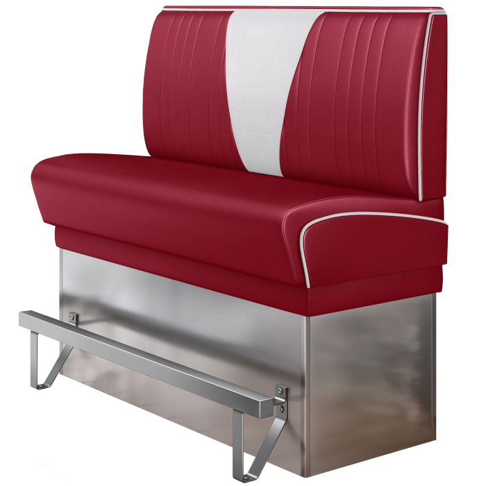 DINER VEGAS 3 | Banc de dîner style américain | L:H 180 x 133 cm | Patchwork en V | Rouge | Cuir