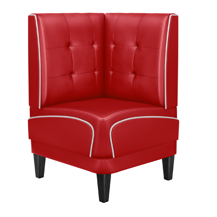 DINER 1 | Banquette d'angle de dîner américain | L:H 64 x 103 cm | Chesterfield NO Bouton | Rouge | Cuir