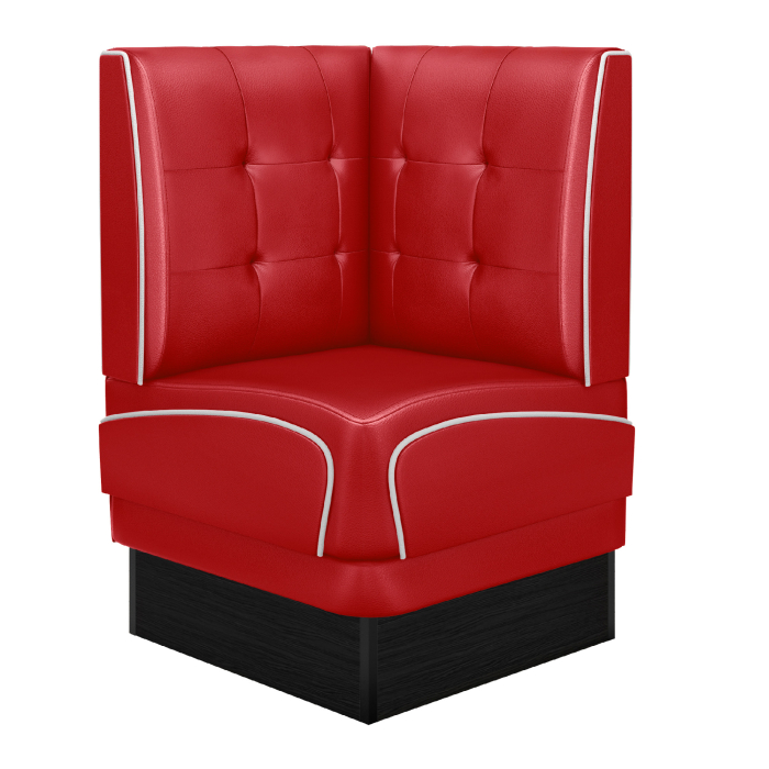 DINER 2 | Banquette d'angle de dîner américain | L:H 64 x 103 cm | Chesterfield NO Bouton | Rouge | Cuir