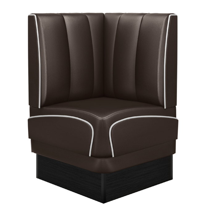 DINER 2 | Banquette d'angle de dîner américain | L:H 64 x 103 cm | Rayé | Marron | Cuir